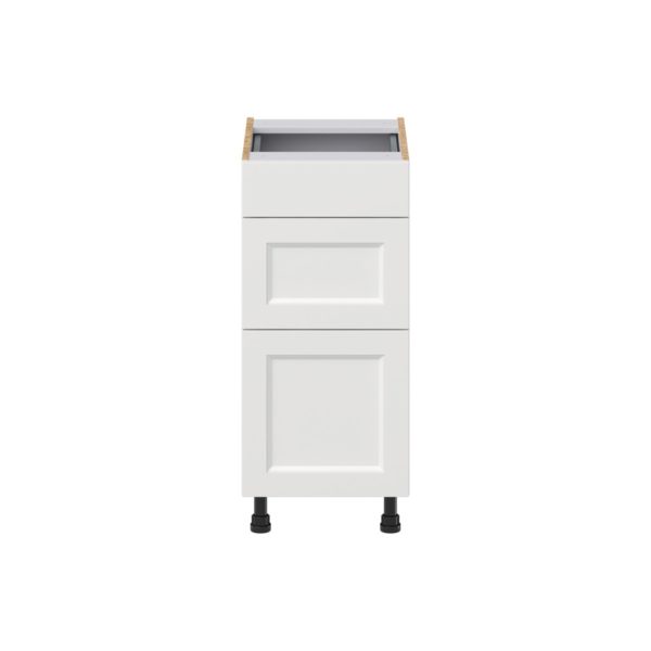 Magnolia Painted Bright White Recessed Assembled 15 in. W x 34.5 in. H x 21 in. D Vanity Drawer Base Cabinet with 3 Drawers