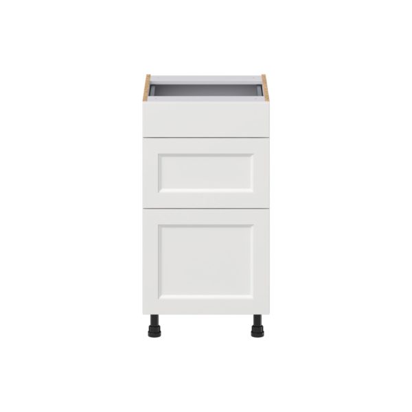 Magnolia Painted Bright White Recessed Assembled 18 in. W x 34.5 in. H x 21 in. D Vanity Drawer Base Cabinet with 3 Drawers