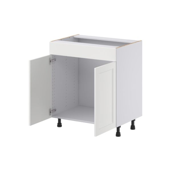 Magnolia Painted Bright White Recessed Assembled 30 in. W x 34.5 in. H x 21 in. D Vanity Sink Base Cabinet with False Front