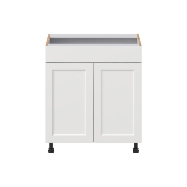 Magnolia Painted Bright White Recessed Assembled 30 in. W x 34.5 in. H x 21 in. D Vanity Sink Base Cabinet with False Front