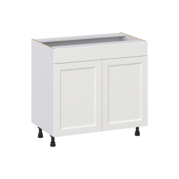 Magnolia Painted Bright White Recessed Assembled 36 in. W x 34.5 in.H x 21 in. D Vanity Sink Base Cabinet with False Front