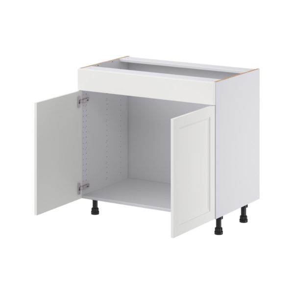 Magnolia Painted Bright White Recessed Assembled 36 in. W x 34.5 in.H x 21 in. D Vanity Sink Base Cabinet with False Front