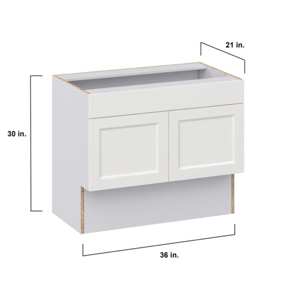 Magnolia Painted Bright White Recessed Assembled 36 in. W x 30 in. H x 21 in. D ADA Vanity Sink Base Cabinet With Removable Front