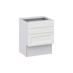 Magnolia Painted Bright White Recessed Assembled 24 in. W x 30 in. H x 21 in. D Vanity ADA Drawer Base Cabinet with 3 Drawers