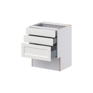 Magnolia Painted Bright White Recessed Assembled 24 in. W x 30 in. H x 21 in. D Vanity ADA Drawer Base Cabinet with 3 Drawers