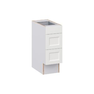 Magnolia Painted Bright White Recessed Assembled 12 in. W x 32.5 in. H x 24 in. D ADA Drawer Base Cabinet with 3 Drawers