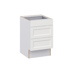 Magnolia Painted Bright White Recessed Assembled 21 in. W x 32.5 in. H x 24 in. D ADA Drawer Base Cabinet with 3 Drawers