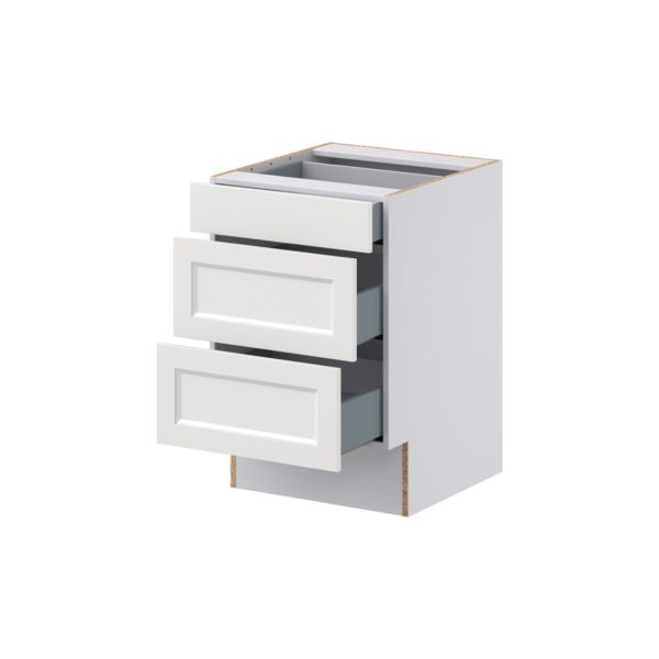 Magnolia Painted Bright White Recessed Assembled 21 in. W x 32.5 in. H x 24 in. D ADA Drawer Base Cabinet with 3 Drawers