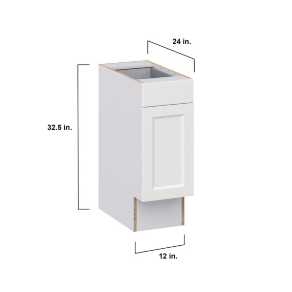 Magnolia Painted Bright White Recessed Assembled 12 in. W x 32.5 in. H x 24 in. D Accessible ADA Base Cabinet with 1 Drawer