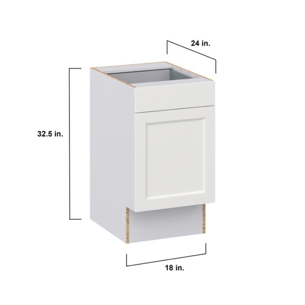 Magnolia Painted Bright White Recessed Assembled 18 in. W x 32.5 in. H x 24 in. D Accessible ADA Base Cabinet with 1 Drawer