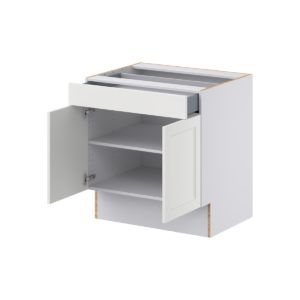 Magnolia Painted Bright White Recessed Assembled 30 in. W x 32.5 in. H x 24 in. D Accessible ADA Base Cabinet with 1 Drawer