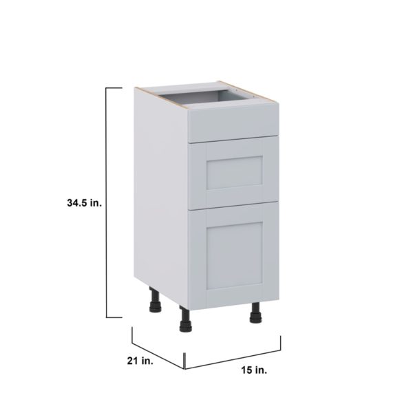 Sea Holly Light Gray Shaker Assembled 15 in. W x 34.5 in. H x 21 in. D Vanity Drawer Base Cabinet with 3 Drawers