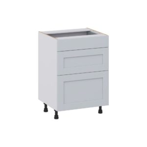 Sea Holly Light Gray Shaker Assembled 24 in. W x 34.5 in. H x 21 in. D Vanity Drawer Base Cabinet with 3 Drawers