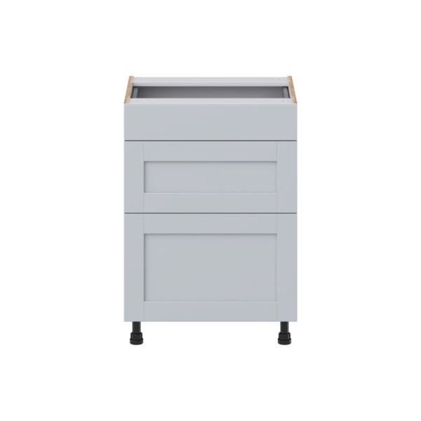 Sea Holly Light Gray Shaker Assembled 24 in. W x 34.5 in. H x 21 in. D Vanity Drawer Base Cabinet with 3 Drawers