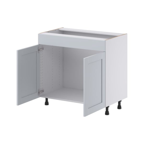 Sea Holly Light Gray Shaker Assembled 36 in. W x 34.5 in.H x 21 in. D Vanity Sink Base Cabinet with False Front