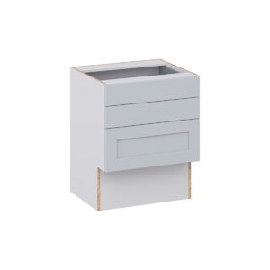 Sea Holly Light Gray Shaker Assembled 24 in. W x 30 in. H x 21 in. D Vanity ADA Drawer Base Cabinet with 3 Drawers