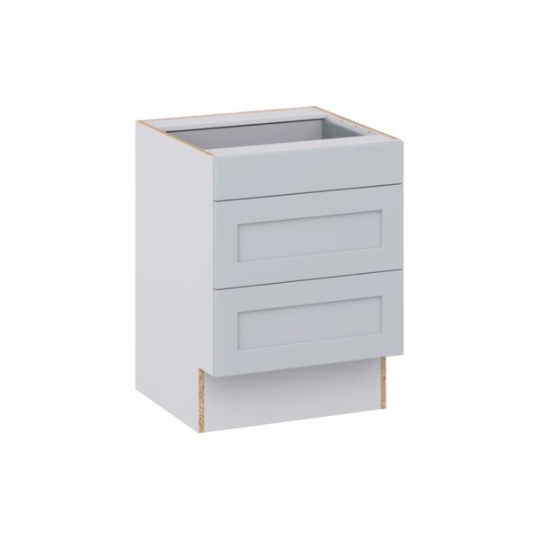 Sea Holly Light Gray Shaker Assembled 24 in. W x 32.5 in. H x 24 in. D ADA Drawer Base Cabinet with 3 Drawers