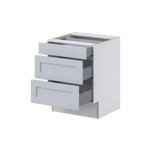 Sea Holly Light Gray Shaker Assembled 24 in. W x 32.5 in. H x 24 in. D ADA Drawer Base Cabinet with 3 Drawers