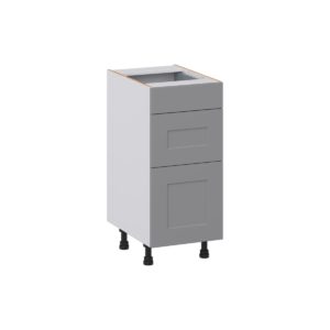 Willow Painted Slate Gray Shaker Assembled 15 in. W x 34.5 in. H x 21 in. D Vanity Drawer Base Cabinet with 3 Drawers