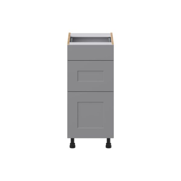 Willow Painted Slate Gray Shaker Assembled 15 in. W x 34.5 in. H x 21 in. D Vanity Drawer Base Cabinet with 3 Drawers