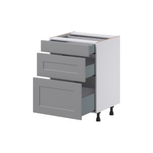 Willow Painted Slate Gray Shaker Assembled 24 in. W x 34.5 in. H x 21 in. D Vanity Drawer Base Cabinet with 3 Drawers