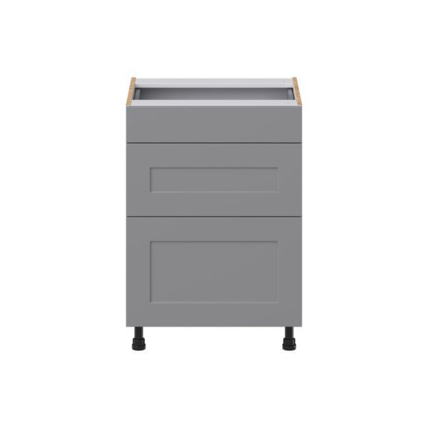 Willow Painted Slate Gray Shaker Assembled 24 in. W x 34.5 in. H x 21 in. D Vanity Drawer Base Cabinet with 3 Drawers