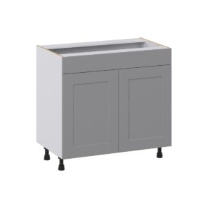 Willow Painted Slate Gray Shaker Assembled 36 in. W x 34.5 in.H x 21 in. D Vanity Sink Base Cabinet with False Front