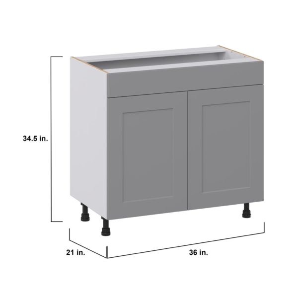 Willow Painted Slate Gray Shaker Assembled 36 in. W x 34.5 in.H x 21 in. D Vanity Sink Base Cabinet with False Front