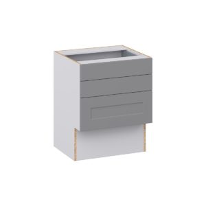 Willow Painted Slate Gray Shaker Assembled 24 in. W x 30 in. H x 21 in. D Vanity ADA Drawer Base Cabinet with 3 Drawers