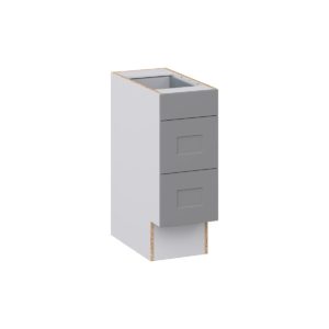 Willow Painted Slate Gray Shaker Assembled 12 in. W x 32.5 in. H x 24 in. D ADA Drawer Base Cabinet with 3 Drawers