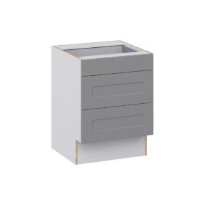 Willow Painted Slate Gray Shaker Assembled 24 in. W x 32.5 in. H x 24 in. D ADA Drawer Base Cabinet with 3 Drawers