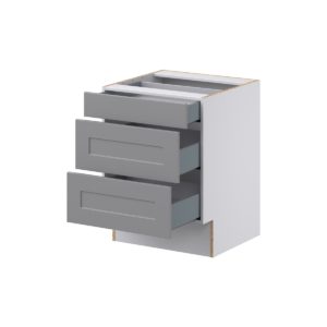 Willow Painted Slate Gray Shaker Assembled 24 in. W x 32.5 in. H x 24 in. D ADA Drawer Base Cabinet with 3 Drawers