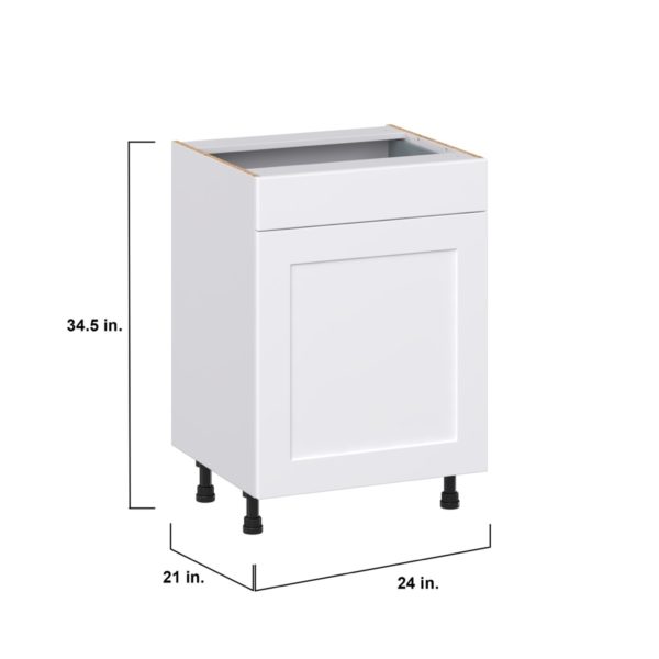 Jasmine Painted Warm White Shaker Assembled 24 in. W x 34.5 in. H x 21 in. D Vanity Base Cabinet with 1 Drawer