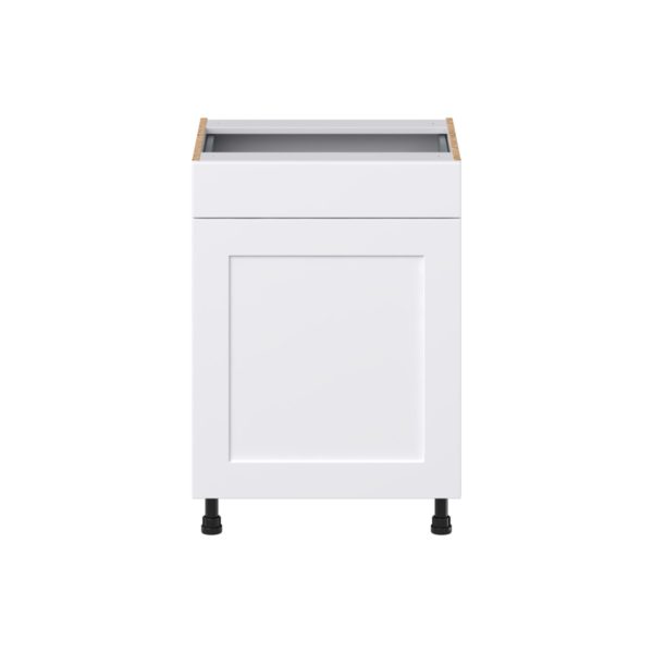 Jasmine Painted Warm White Shaker Assembled 24 in. W x 34.5 in. H x 21 in. D Vanity Base Cabinet with 1 Drawer