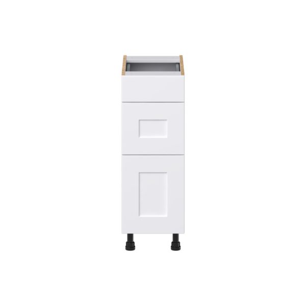 Jasmine Painted Warm White Shaker Assembled 12 in. W x 34.5 in. H x 21 in. D Vanity Drawer Base Cabinet with 3 Drawers