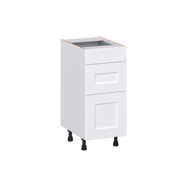 Jasmine Painted Warm White Shaker Assembled 15 in. W x 34.5 in. H x 21 in. D Vanity Drawer Base Cabinet with 3 Drawers