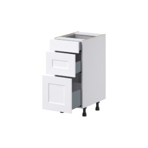 Jasmine Painted Warm White Shaker Assembled 15 in. W x 34.5 in. H x 21 in. D Vanity Drawer Base Cabinet with 3 Drawers