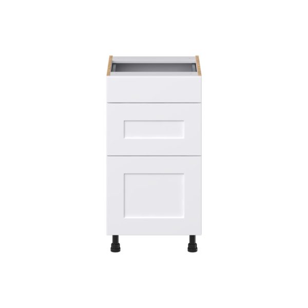 Jasmine Painted Warm White Shaker Assembled 18 in. W x 34.5 in. H x 21 in. D Vanity Drawer Base Cabinet with 3 Drawers