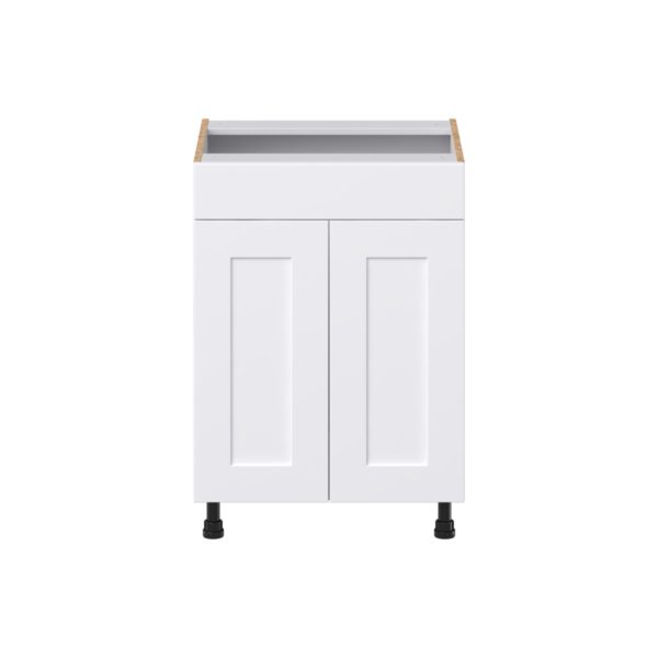 Jasmine Painted Warm White Shaker Assembled 24 in. W x 34.5 in. H x 21 in. D Vanity Sink Base Cabinet with False Front