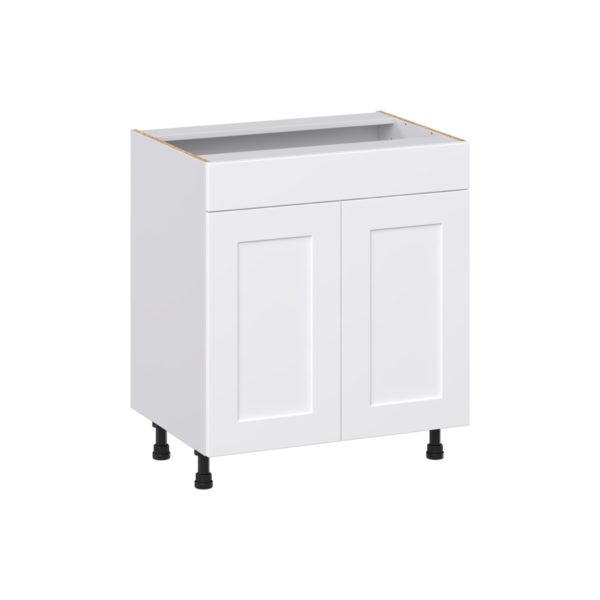 Jasmine Painted Warm White Shaker Assembled 30 in. W x 34.5 in. H x 21 in. D Vanity Sink Base Cabinet with False Front