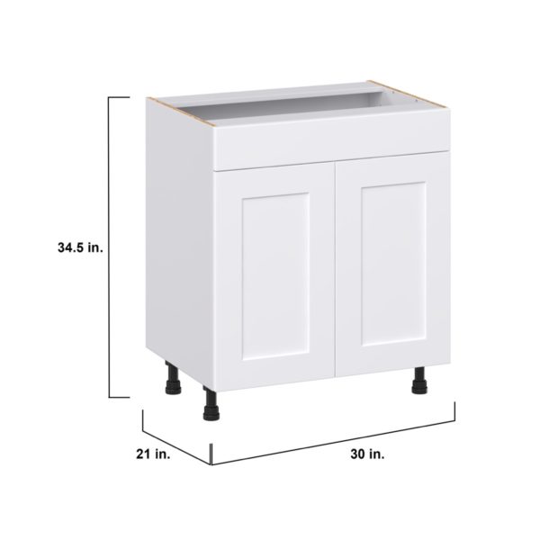 Jasmine Painted Warm White Shaker Assembled 30 in. W x 34.5 in. H x 21 in. D Vanity Sink Base Cabinet with False Front