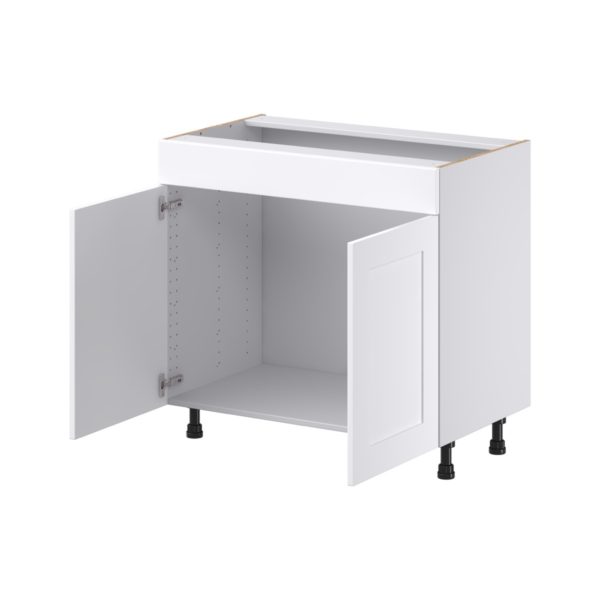 Jasmine Painted Warm White Shaker Assembled 36 in. W x 34.5 in.H x 21 in. D Vanity Sink Base Cabinet with False Front