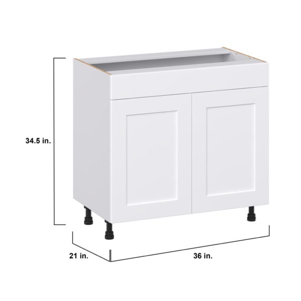 Jasmine Painted Warm White Shaker Assembled 36 in. W x 34.5 in.H x 21 in. D Vanity Sink Base Cabinet with False Front