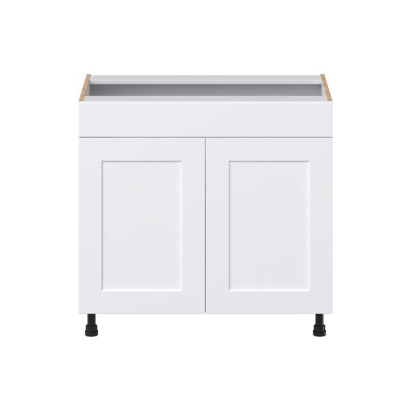 Jasmine Painted Warm White Shaker Assembled 36 in. W x 34.5 in.H x 21 in. D Vanity Sink Base Cabinet with False Front