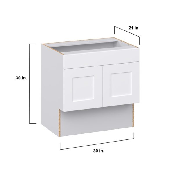 Jasmine Painted Warm White Shaker Assembled 30 in. W x 30 in. H x 21 in. D Accessible ADA Vanity Base with False Front Cabinet