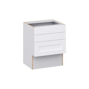 Jasmine Painted Warm White Shaker Assembled 24 in. W x 30 in. H x 21 in. D Vanity ADA Drawer Base Cabinet with 3 Drawers