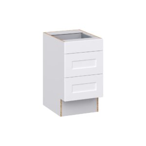 Jasmine Painted Warm White Shaker Assembled 18 in. W x 32.5 in. H x24 in. D ADA Drawer Base Cabinet with 3 Drawers