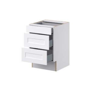 Jasmine Painted Warm White Shaker Assembled 21 in. W x 32.5 in. H x 24 in. D ADA Drawer Base Cabinet with 3 Drawers