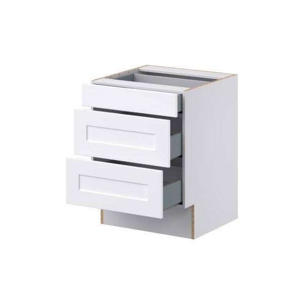 Jasmine Painted Warm White Shaker Assembled 24 in. W x 32.5 in. H x 24 in. D ADA Drawer Base Cabinet with 3 Drawers