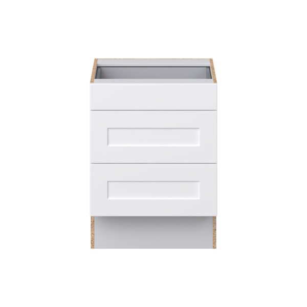 Jasmine Painted Warm White Shaker Assembled 24 in. W x 32.5 in. H x 24 in. D ADA Drawer Base Cabinet with 3 Drawers